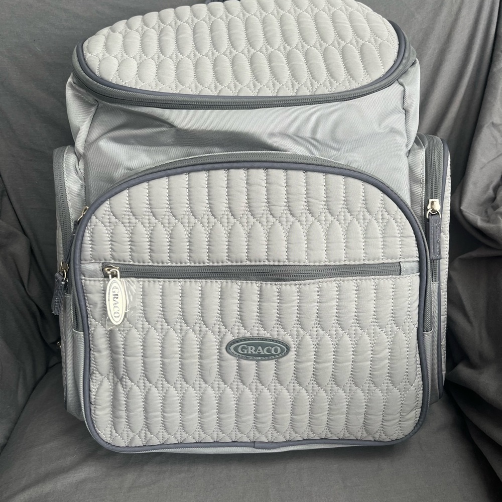 Graco Gray Quilted Diaper Backpack